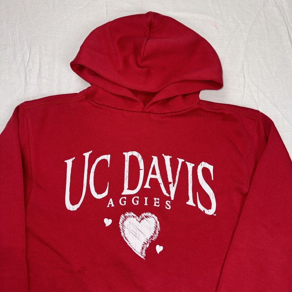 UC‎ Davis Aggies Hoodie JanSport Medium M RED Hearts Academia University Cali